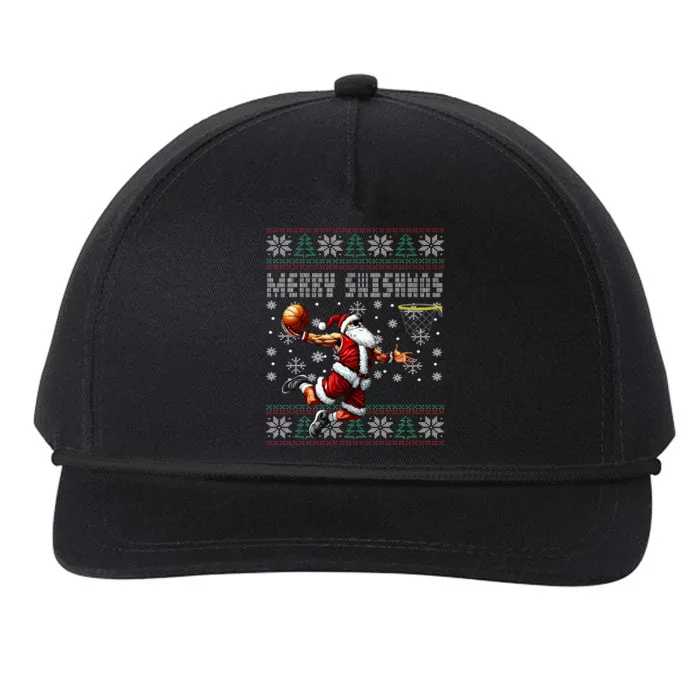 Merry Swishmas Ugly Christmas Basketball Christmas Snapback Five-Panel Rope Hat