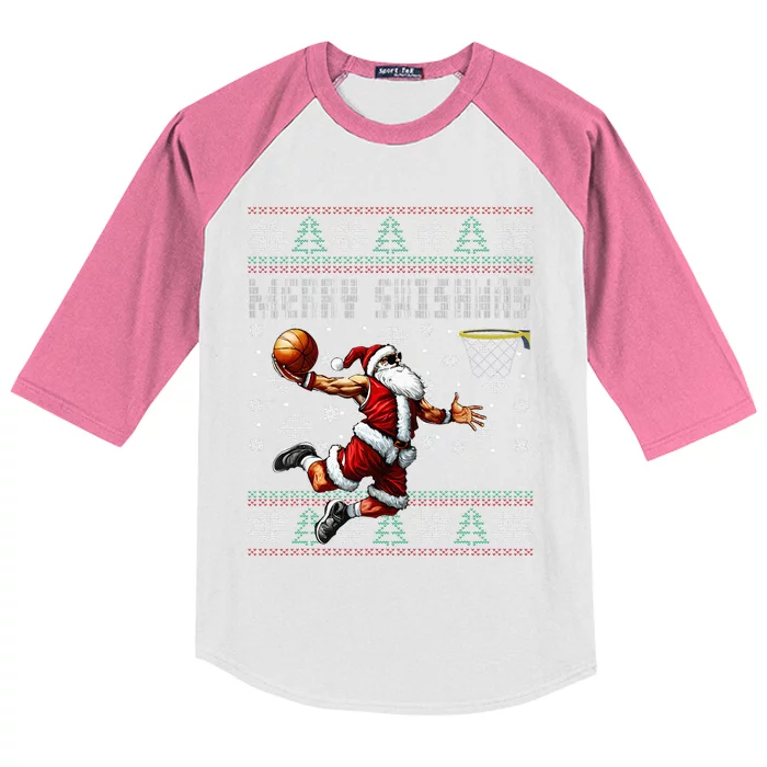 Merry Swishmas Ugly Christmas Basketball Christmas Kids Colorblock Raglan Jersey