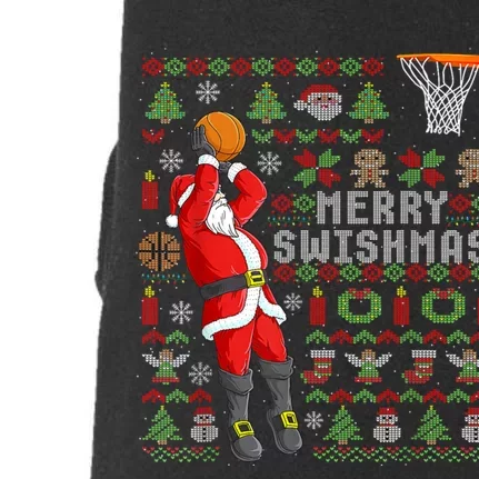 Merry Swishmas Ugly Christmas Basketball Christmas Doggie 3-End Fleece Hoodie