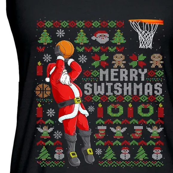 Merry Swishmas Ugly Christmas Basketball Christmas Ladies Essential Flowy Tank