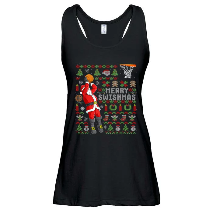 Merry Swishmas Ugly Christmas Basketball Christmas Ladies Essential Flowy Tank