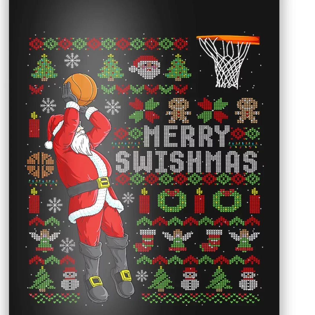 Merry Swishmas Ugly Christmas Basketball Christmas Poster