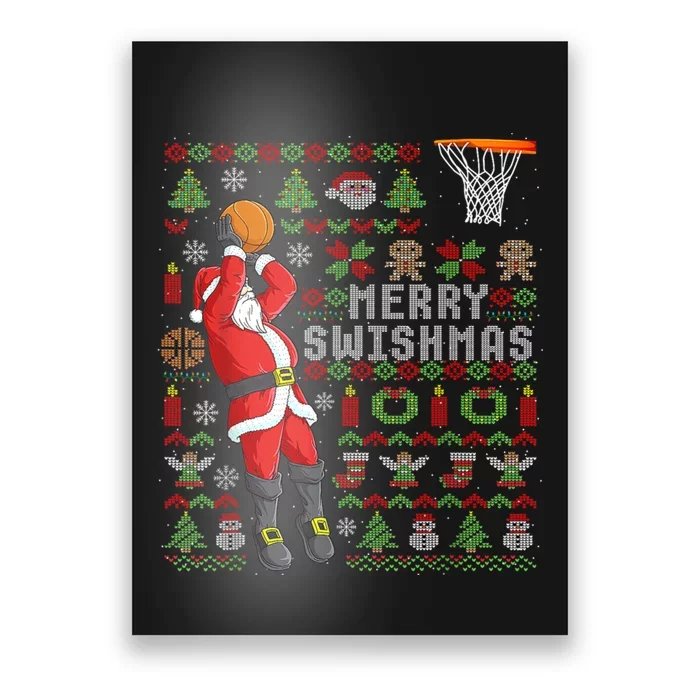 Merry Swishmas Ugly Christmas Basketball Christmas Poster