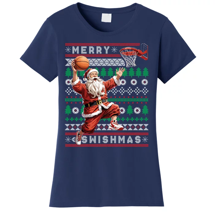 Merry Swishmas Ugly Christmas Basketball Christmas Women's T-Shirt