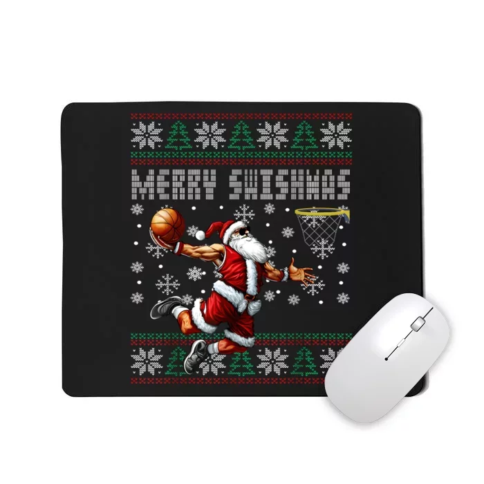 Merry Swishmas Ugly Christmas Basketball Christmas Mousepad