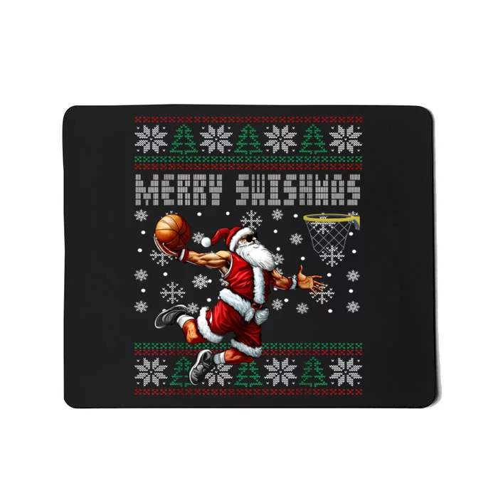 Merry Swishmas Ugly Christmas Basketball Christmas Mousepad