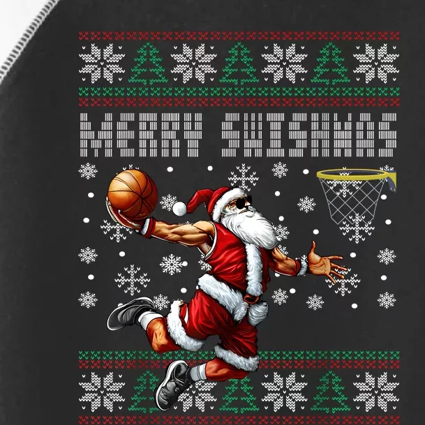 Merry Swishmas Ugly Christmas Basketball Christmas Toddler Fine Jersey T-Shirt