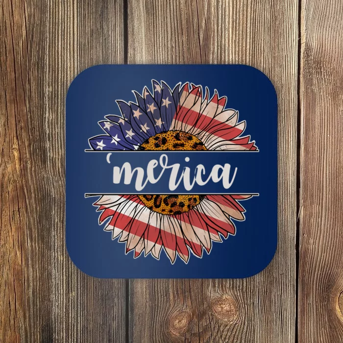 Merica Sunflower USA Vintage Coaster