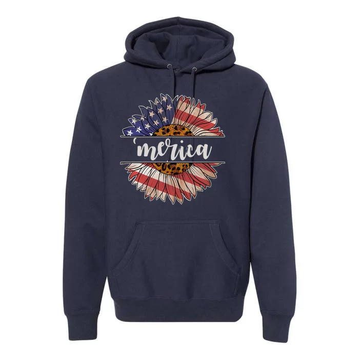 Merica Sunflower USA Vintage Premium Hoodie