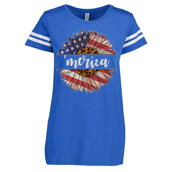 Merica Sunflower USA Vintage Enza Ladies Jersey Football T-Shirt