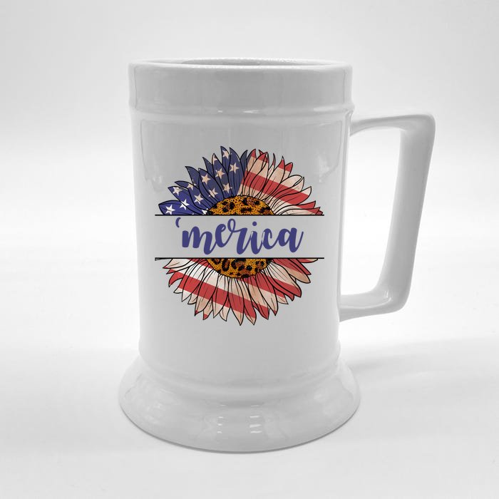 Merica Sunflower USA Vintage Front & Back Beer Stein