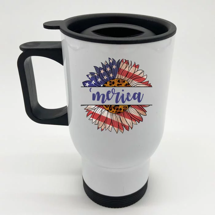 Merica Sunflower USA Vintage Front & Back Stainless Steel Travel Mug