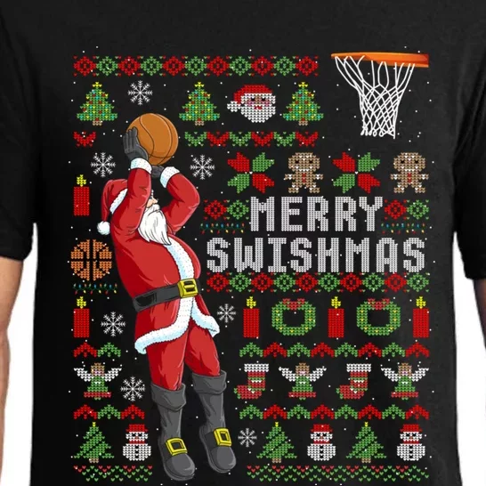 Merry Swishmas Ugly Christmas Basketball Christmas Gift Pajama Set