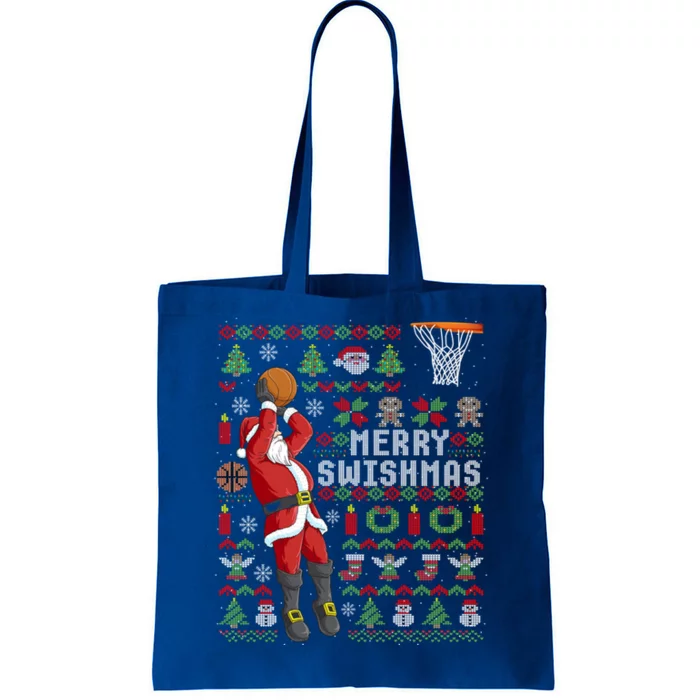 Merry Swishmas Ugly Christmas Basketball Christmas Gift Tote Bag