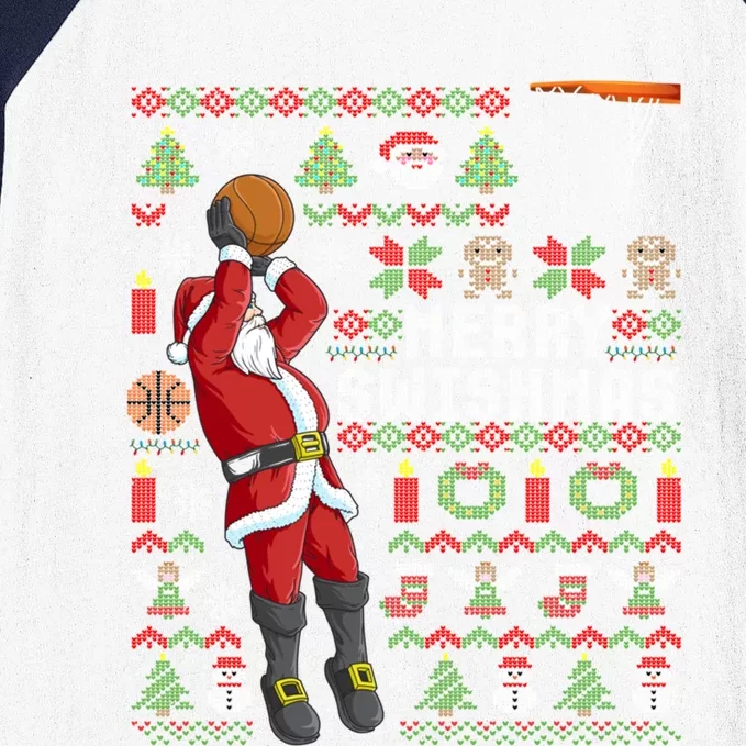 Merry Swishmas Ugly Christmas Basketball Christmas Gift Baseball Sleeve Shirt