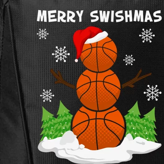 Merry Swishmas Ugly Sweater Basketball Christmas Snowman Basketball Character City Backpack