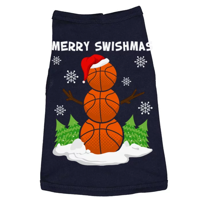 Merry Swishmas Ugly Sweater Basketball Christmas Snowman Basketball Character Doggie Tank