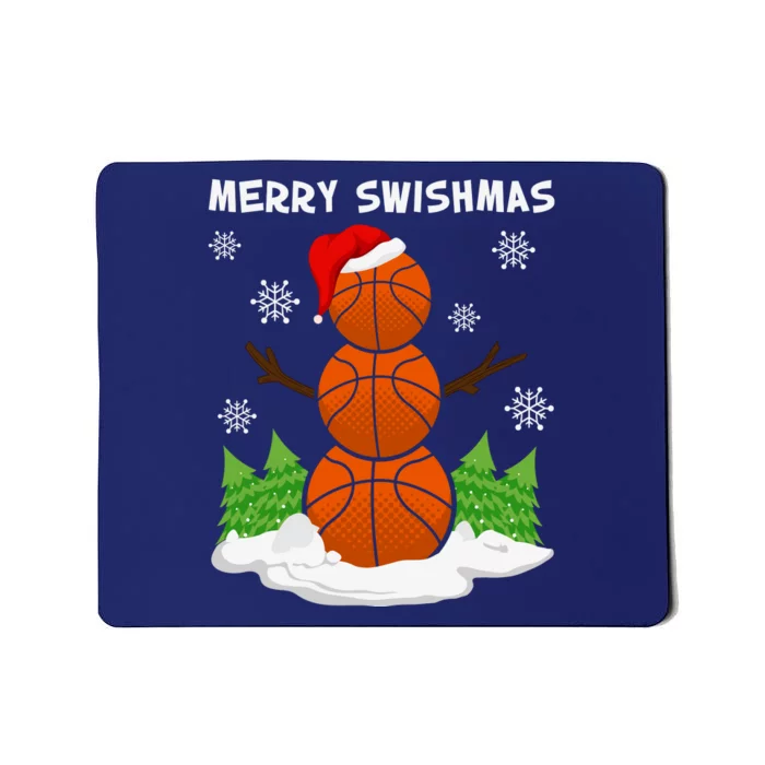 Merry Swishmas Ugly Sweater Basketball Christmas Snowman Basketball Character Mousepad