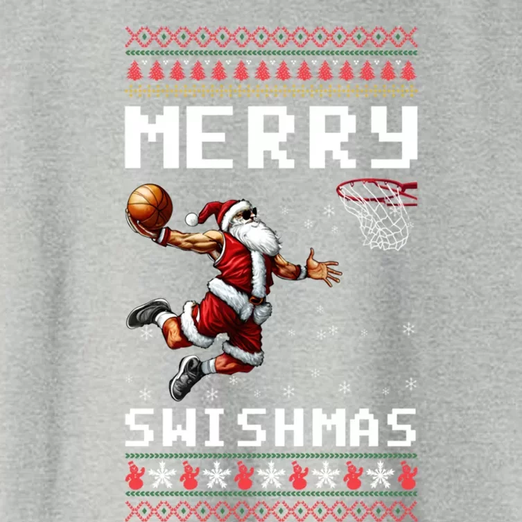 Merry Swishmas Ugly Christmas Funny Basketball Xmas Cool Gift Women's Crop Top Tee