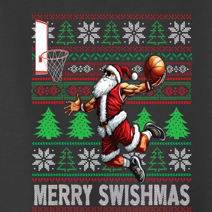 Merry Swishmas Ugly Christmas Basketball Christmas Toddler T-Shirt