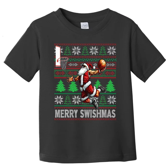 Merry Swishmas Ugly Christmas Basketball Christmas Toddler T-Shirt