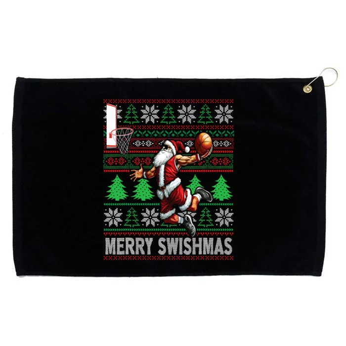 Merry Swishmas Ugly Christmas Basketball Christmas Grommeted Golf Towel