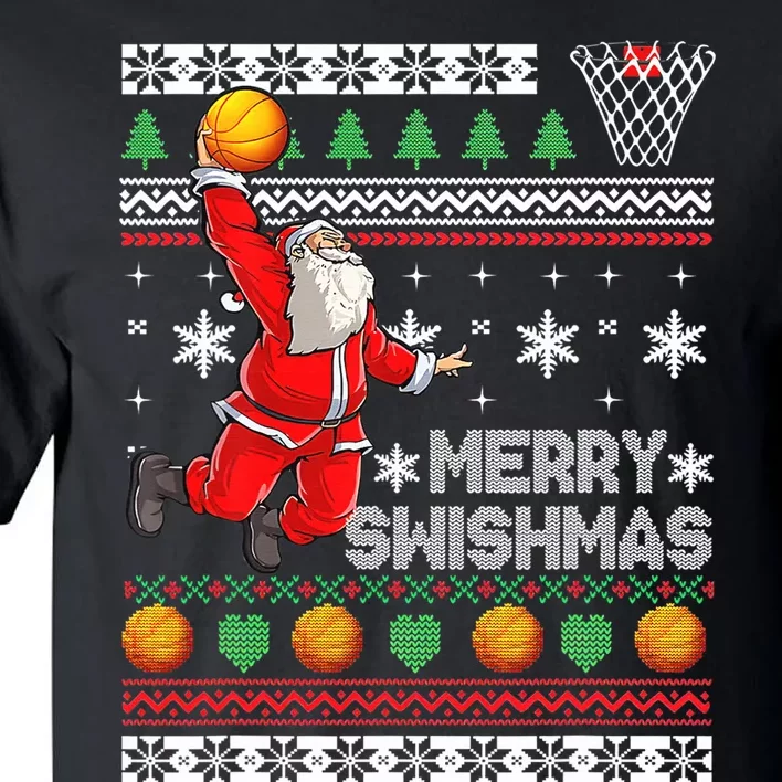 Merry Swishmas Ugly Christmas Basketball Christmas Tall T-Shirt