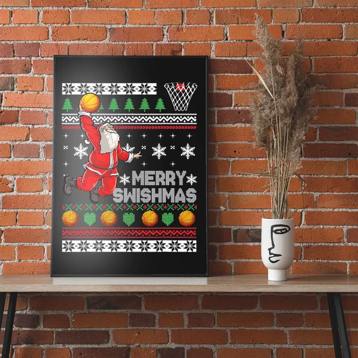 Merry Swishmas Ugly Christmas Basketball Christmas Poster