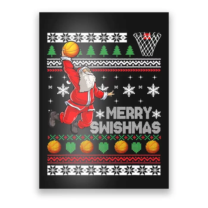 Merry Swishmas Ugly Christmas Basketball Christmas Poster