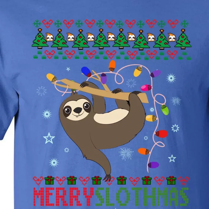 Merry Slothmas Ugly Christmas Pajama For Sloth Lovers Meaningful Gift Tall T-Shirt