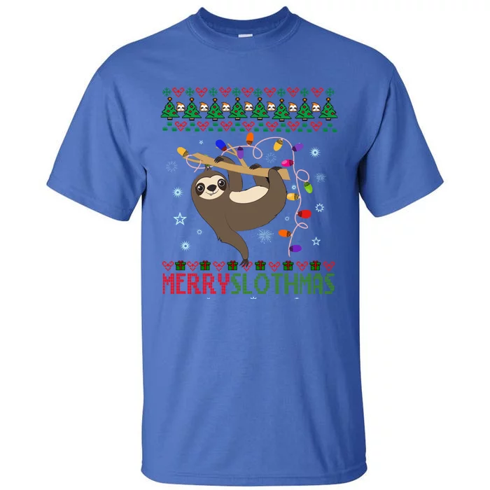 Merry Slothmas Ugly Christmas Pajama For Sloth Lovers Meaningful Gift Tall T-Shirt