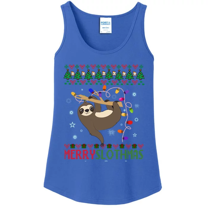 Merry Slothmas Ugly Christmas Pajama For Sloth Lovers Meaningful Gift Ladies Essential Tank