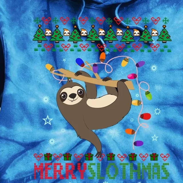 Merry Slothmas Ugly Christmas Pajama For Sloth Lovers Meaningful Gift Tie Dye Hoodie