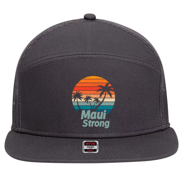 Maui Strong Vintage Sunset Wildfire 7 Panel Mesh Trucker Snapback Hat