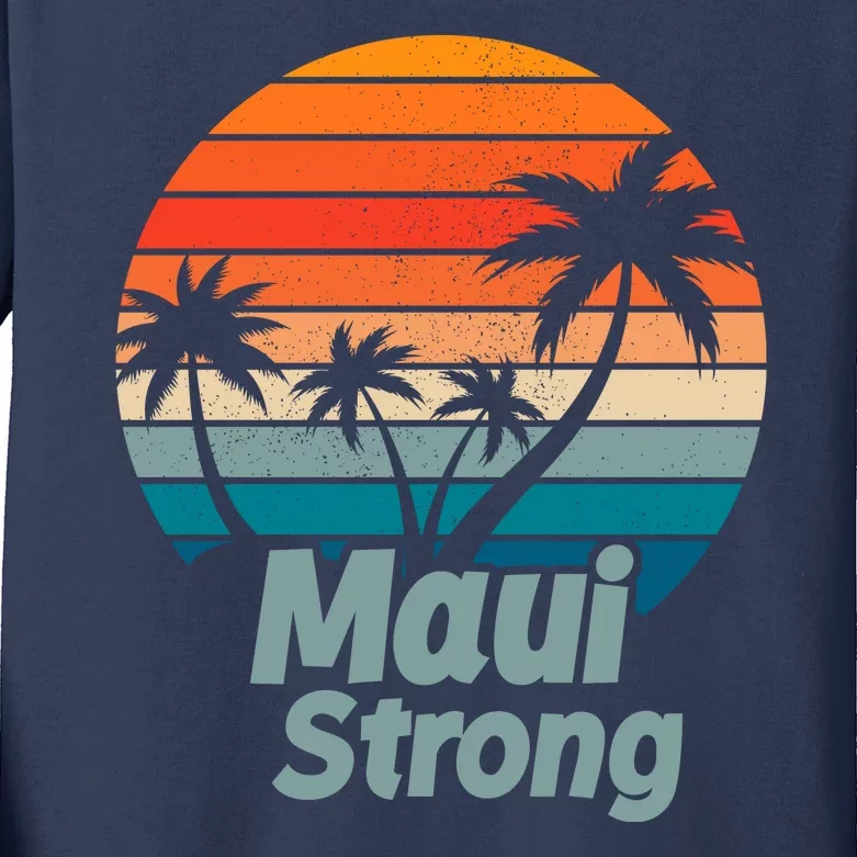 Maui Strong Vintage Sunset Wildfire Kids Long Sleeve Shirt