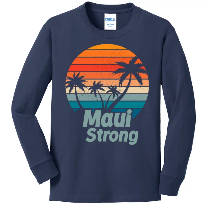 Maui Strong Vintage Sunset Wildfire Kids Long Sleeve Shirt