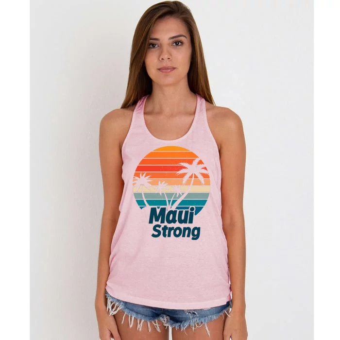 Maui Strong Vintage Sunset Wildfire Women's Knotted Racerback Tank