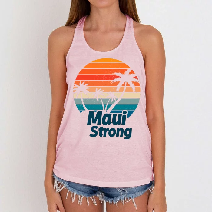 Maui Strong Vintage Sunset Wildfire Women's Knotted Racerback Tank