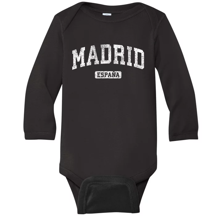 Madrid Spain Vintage Sports Design Baby Long Sleeve Bodysuit