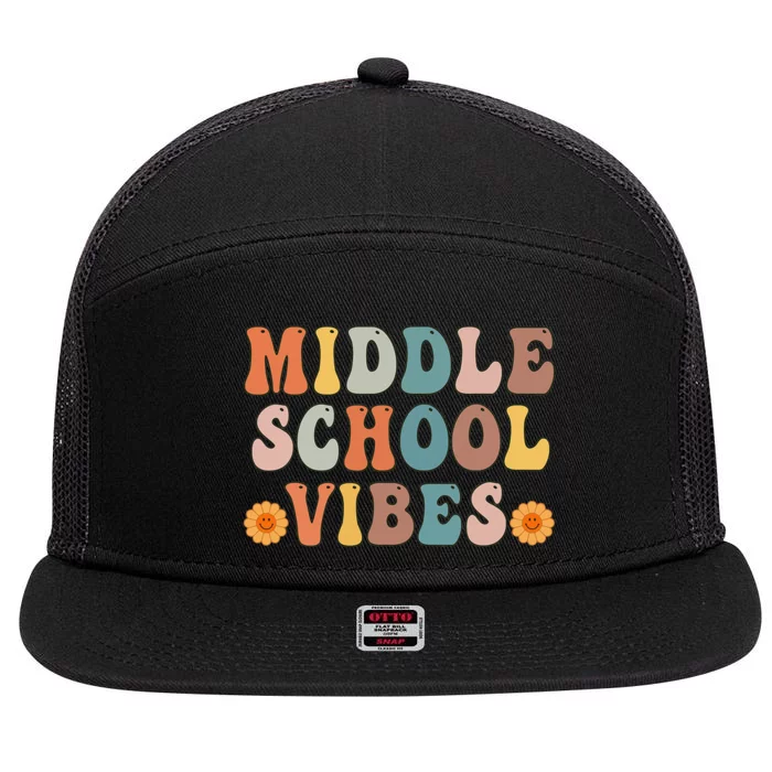 Middle School Vibes First Day of School 7 Panel Mesh Trucker Snapback Hat