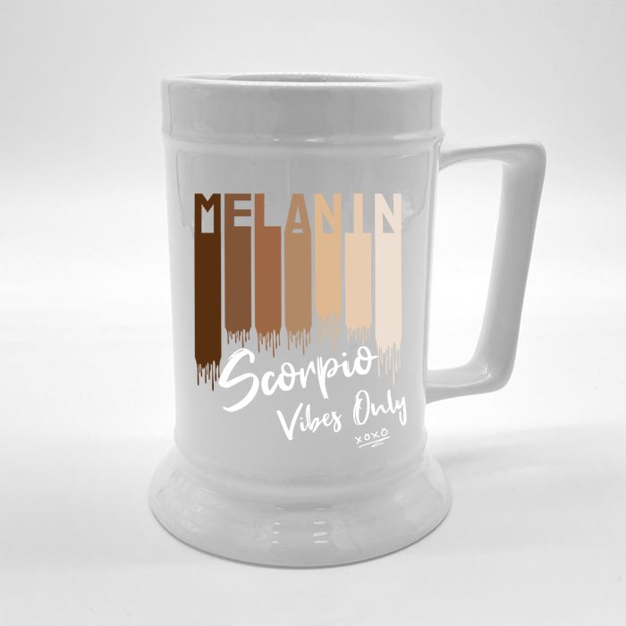 Melanin Scorpio Vibes Only Zodiac Sign For Black Great Gift Front & Back Beer Stein