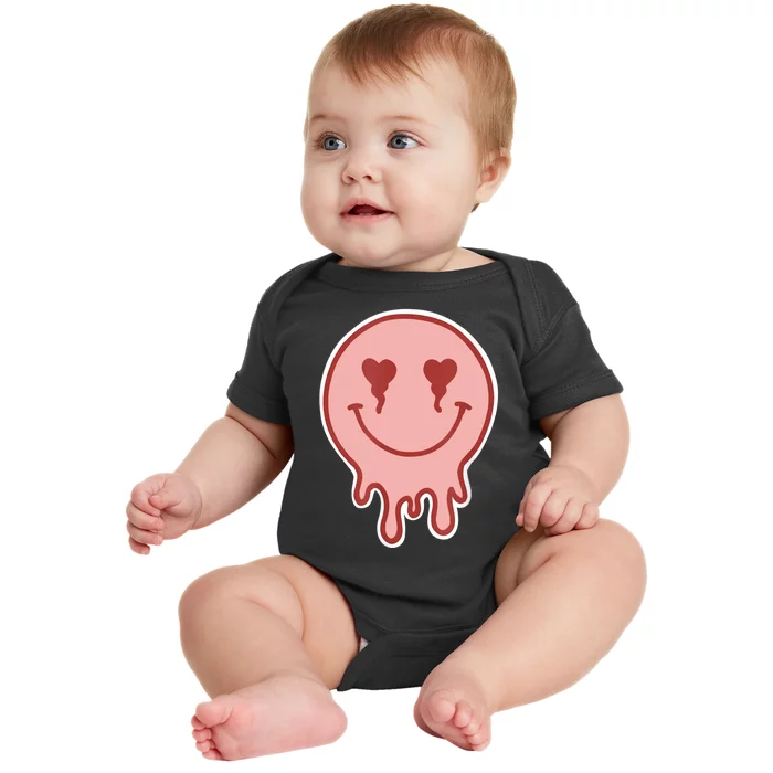 Melting Smiling Valentines Face Baby Bodysuit