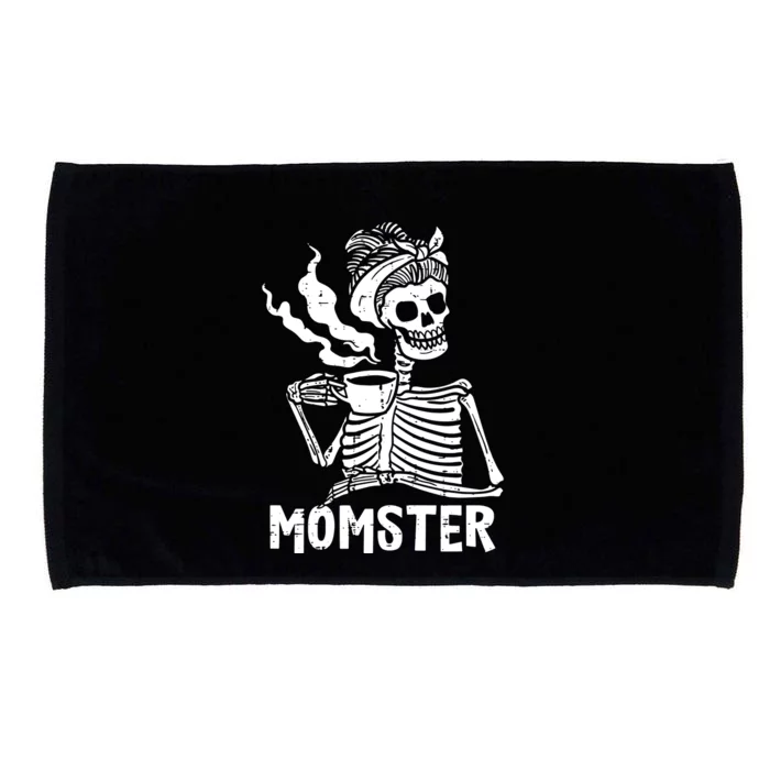 Momster Skeleton Woman Coffee Funny Halloween Mom Mama Women Microfiber Hand Towel