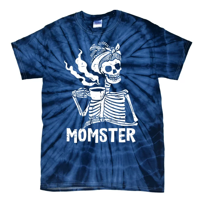 Momster Skeleton Woman Coffee Funny Halloween Mom Mama Women Tie-Dye T-Shirt