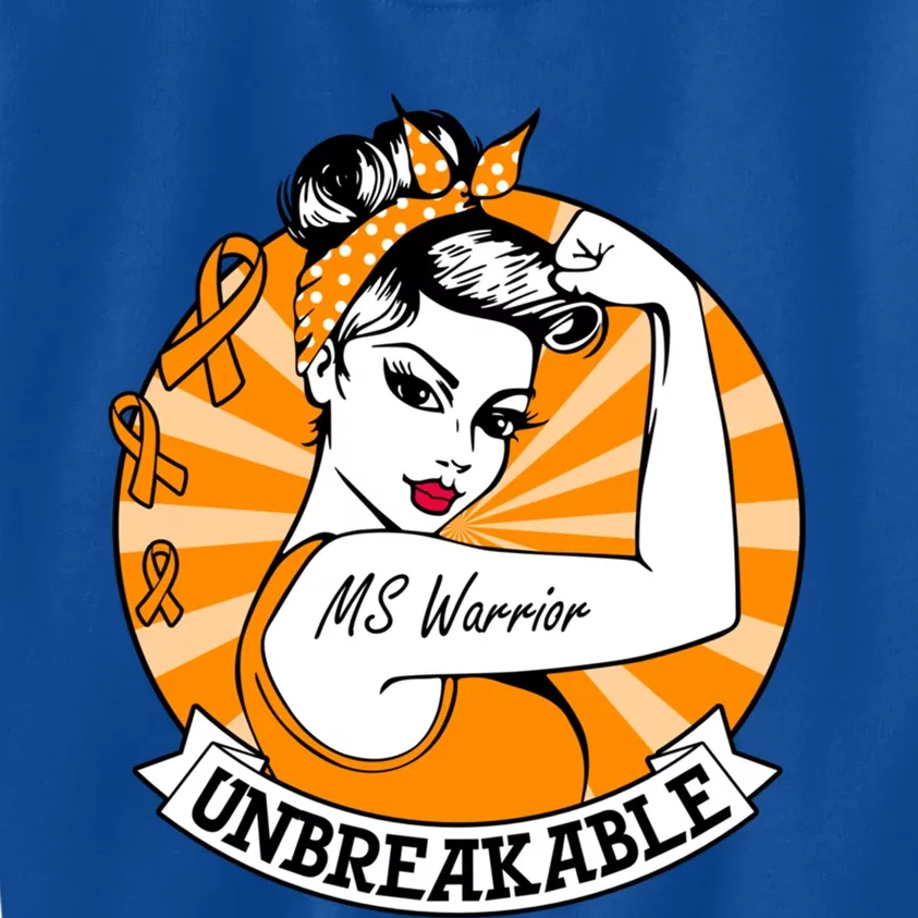 Multiple Sclerosis Warrior Funny Gift Ms Unbreakable Awareness Funny Gift Kids Sweatshirt