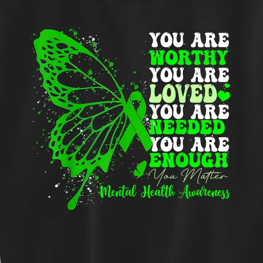 Motivational Support Warrior Mental Health Awareness Gifts Kids Sweatshirt