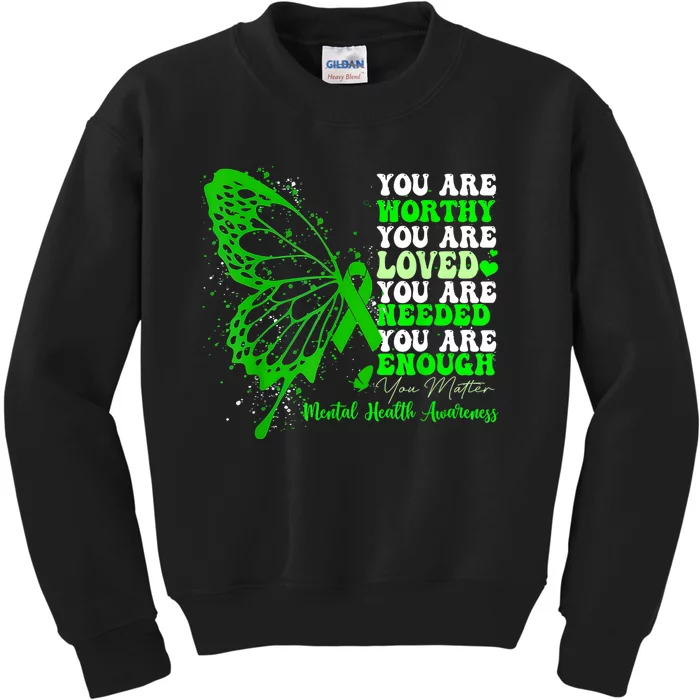 Motivational Support Warrior Mental Health Awareness Gifts Kids Sweatshirt