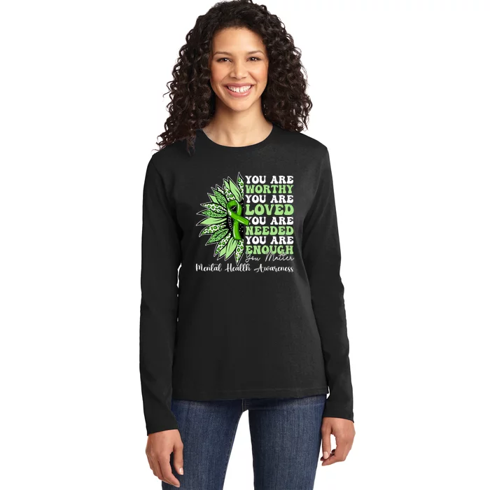 Motivational Support Warrior Mental Health Awareness Gifts Ladies Long Sleeve Shirt