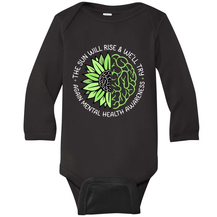 Motivational Support Warrior Mental Health Awareness Month Gift Baby Long Sleeve Bodysuit