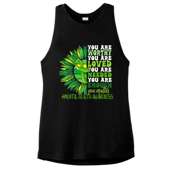 Motivational Support Warrior Mental Health Awareness Month Design Ladies Tri-Blend Wicking Tank